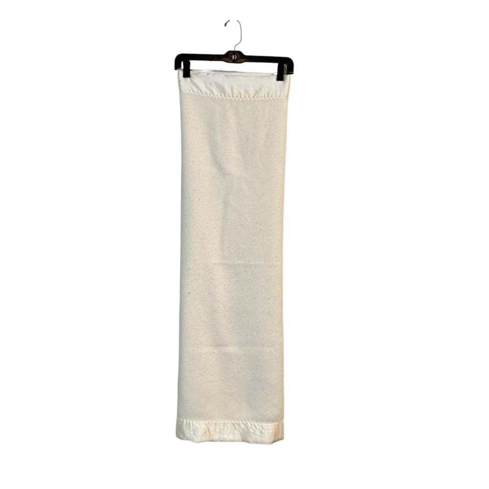Vintage Cannon Mills White Baby Blanket with Satin Trim Made in USA